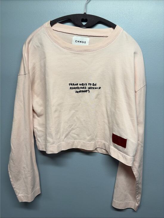 Chnge Tops - CHNGE Long Sleeve Pink Shirt Embroidered (M) Teach Girls To Be Somebodies...